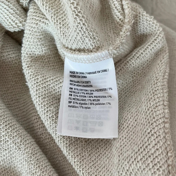 American Eagle Cream & Gold Metallic Sparkle Pullover Sweatshirt Small Women’s - Picture 11 of 12
